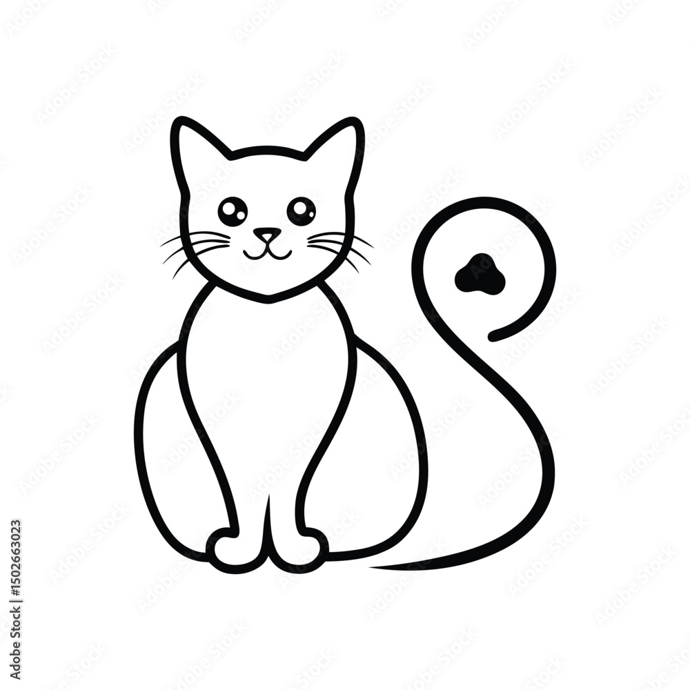 Obraz premium cat black line art vector symbol