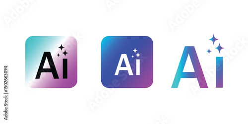 Generative AI logo icon with star and square icon. Artificial intelligence and Machine learning sign icon concept. Tools for generate from the text. Icon element for app and web.
