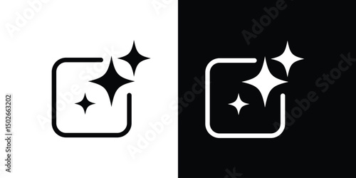 Generative AI logo icon with star and square icon. Artificial intelligence and Machine learning sign icon concept. Tools for generate from the text. Icon element for app and web.