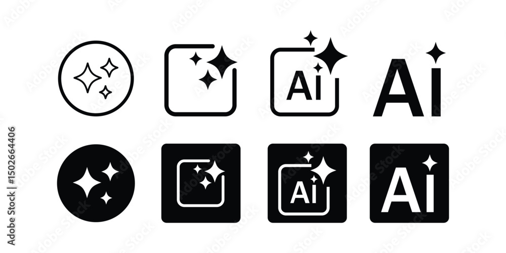 Generative AI logo icon with star and square icon. Artificial intelligence and Machine learning sign icon concept. Tools for generate from the text. Icon element for app and web. Generative AI logo icon with star and square icon. Artificial intelligence and Machine learning sign icon concept. Tools for generate from the text. Icon element for app and web.