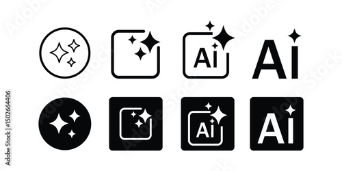 Generative AI logo icon with star and square icon. Artificial intelligence and Machine learning sign icon concept. Tools for generate from the text. Icon element for app and web.