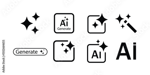 Billede på lærred AI generated icon on white background