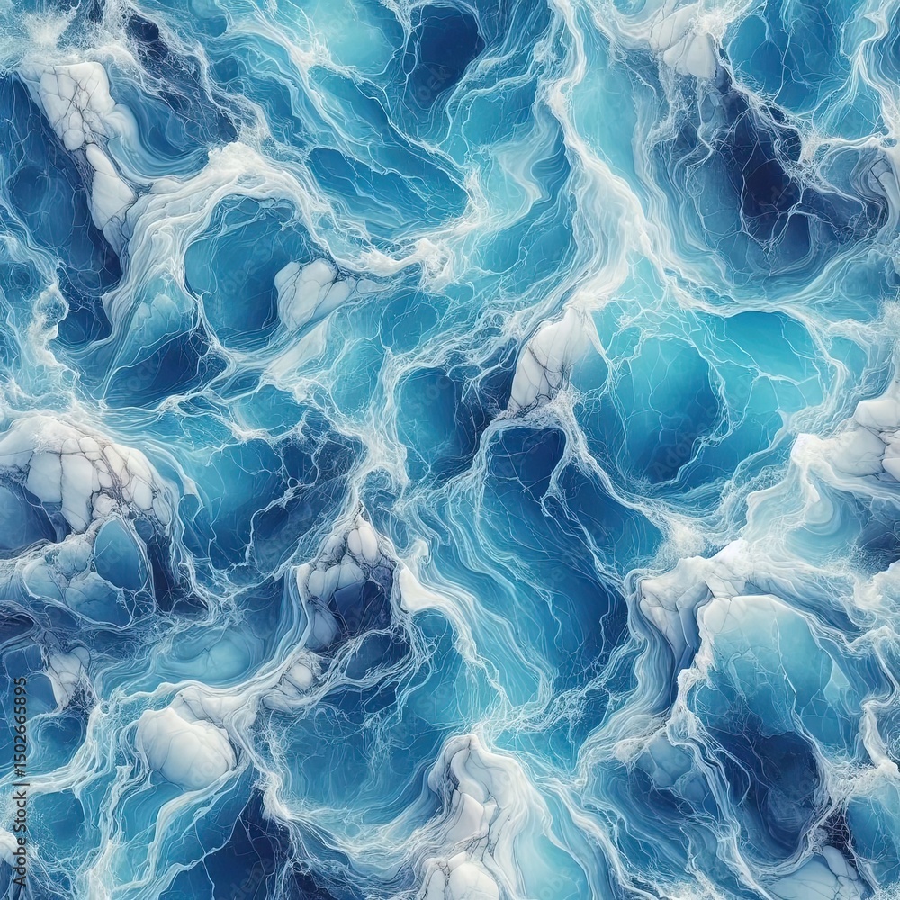 Obraz premium Abstract Blue Ocean Waves and Swirls