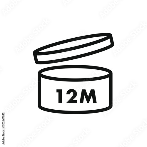  12 month Period after opening cosmetic Icon vector