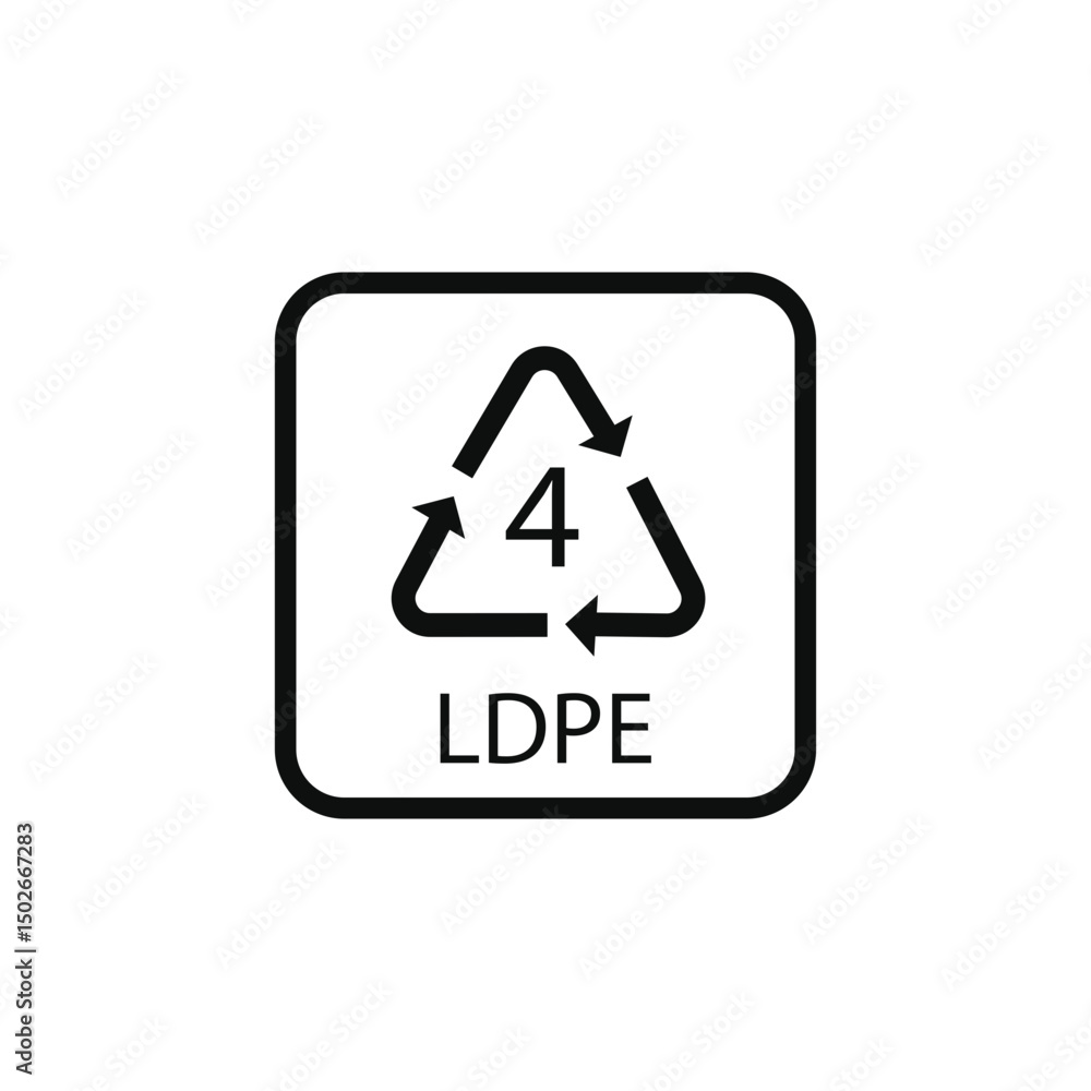 LDPE 4 Plastic Free Recycle Black logo icon vector sign LDPE 4 Plastic Free Recycle Black logo icon vector sign