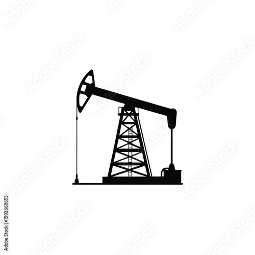 silhouette of oil tower on white background