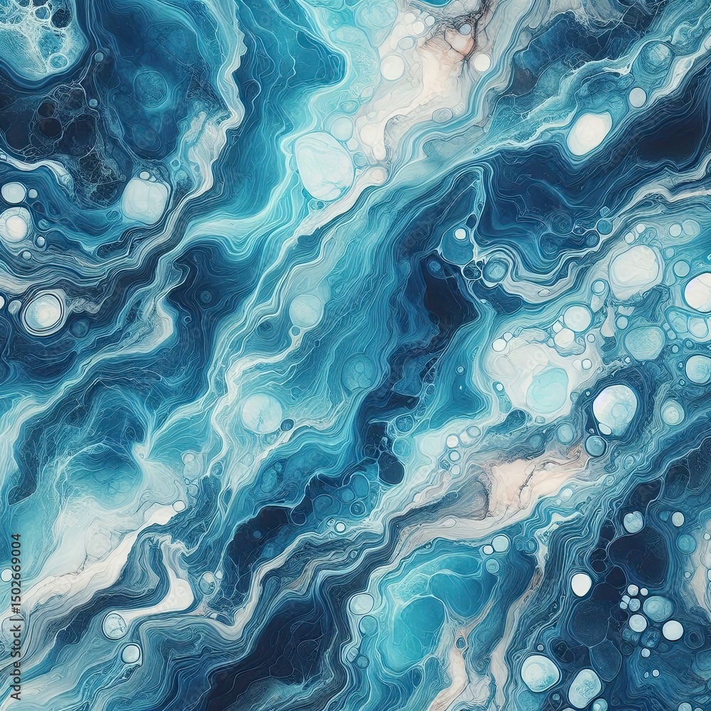 Naklejka premium Abstract Blue Ocean Waves and Swirls