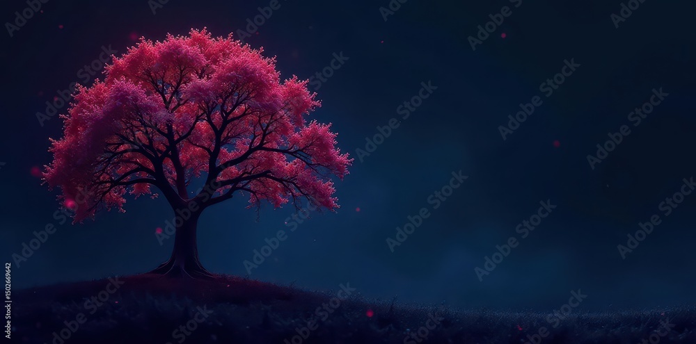 Obraz premium Abstract circuit tree silhouette, dark background, technology, art