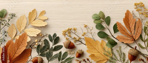 Autumn Leaves and Fruits: A Detailed Composition