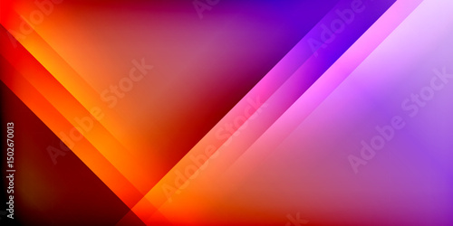 Abstract gradients blend vibrant colors. Diagonal lines create dynamic visual impact against dark background. Smooth transitions define composition.