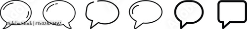 Speech Bubble and Communication Icon Set: Featuring Various Styles of Chat Bubbles for Dialogue, Messaging, and Interactive Content
