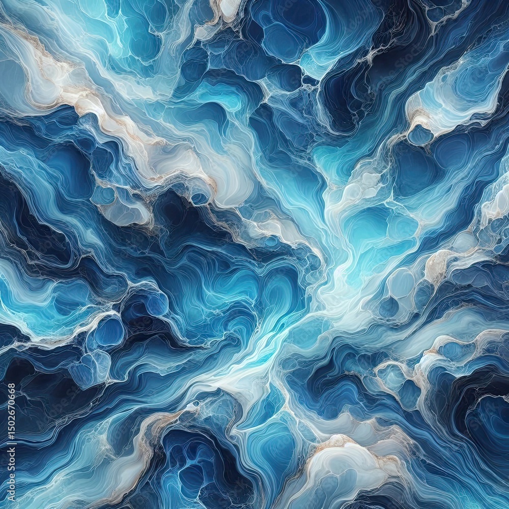Abstract Blue Ocean Waves and Swirls Abstract Blue Ocean Waves and Swirls