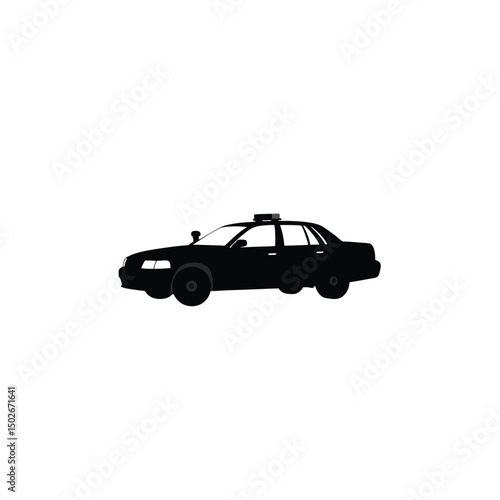 silhouette of police car on white background
