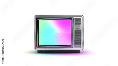 Vintage TV with abstract glow, evoking nostalgic retro charm