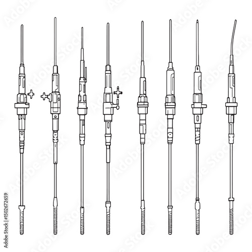 minimalistic medical suction catheter line art graphic
