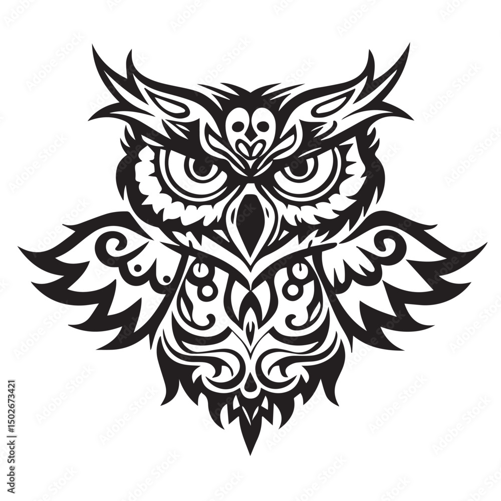 Obraz premium Tribal Owl Tattoo Design Vector Illustration