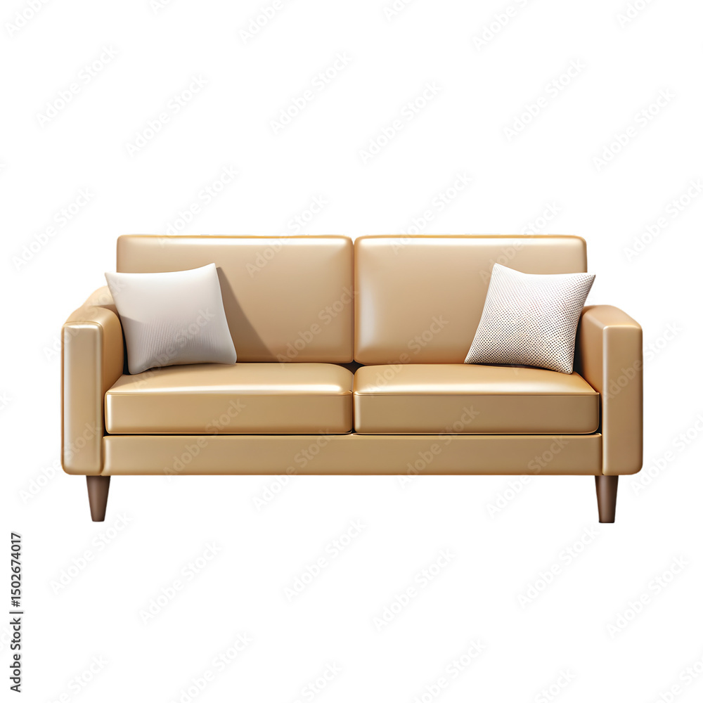 Fototapeta premium Sofa couch 3D PNG icon isolated with transparent background