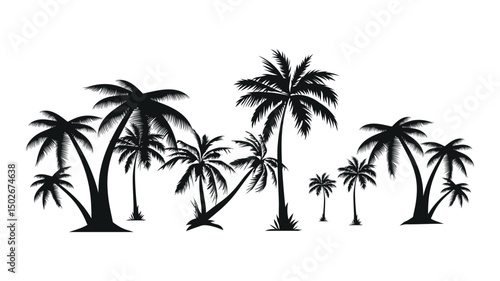 Palm tree silhouette vector illustration isolated on white backgroun