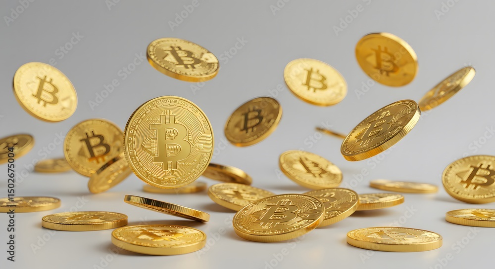 Golden Bitcoin Cryptocurrency Coins in a Pile – Digital Currency Concept Golden Bitcoin Cryptocurrency Coins in a Pile – Digital Currency Concept