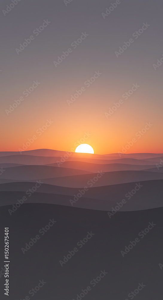 Fototapeta premium Serene Sunset Over Rolling Hills Peaceful Landscape Panorama