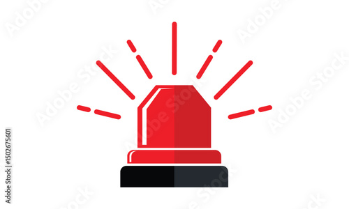 Special police flasher light emergency department ambulance accident tow snow removal logo sign symbol. Police red flasher siren sign flat style icon vector template