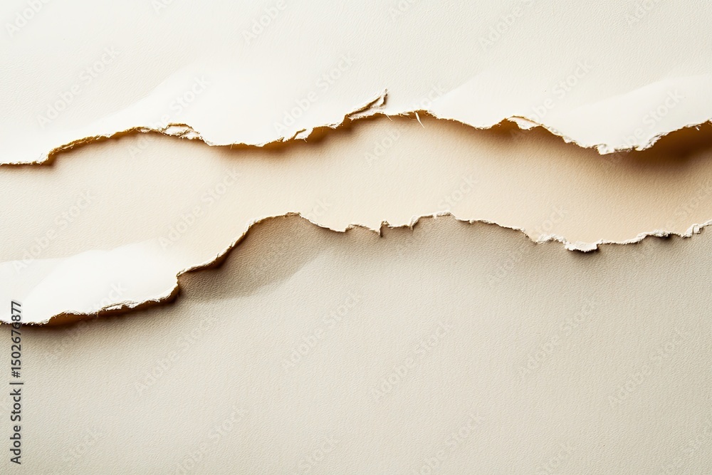 A close-up of a ripped piece of paper with uneven edges revealing a lighter background A close-up of a ripped piece of paper with uneven edges revealing a lighter background