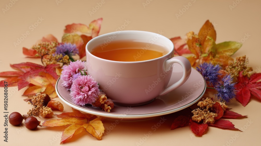 Cozy Autumn Tea Time with Floral Accents Cozy Autumn Tea Time with Floral Accents