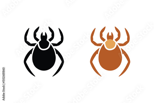 Minimalist American dog tick on white background. Simple dog tick insect logo design.