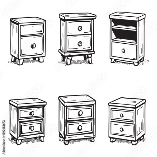 Simple elegant outline of a modern bedroom nightstand