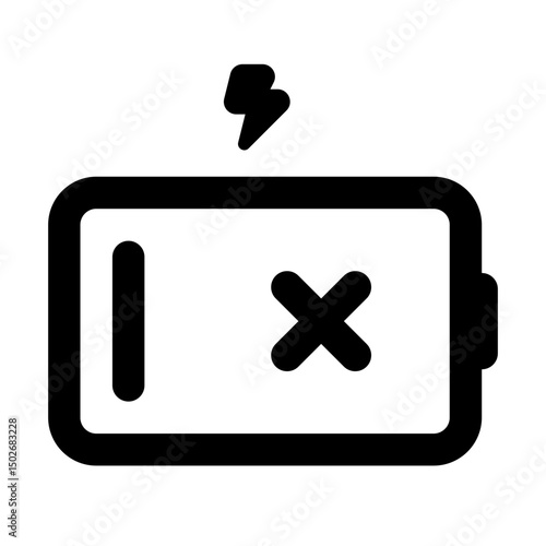 Not Charging Simple Line Icon. Single icon, line vector icon