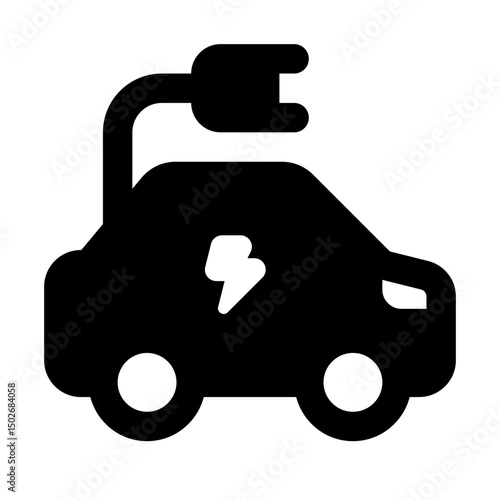 Electric Vehicle Simple Glyph Icon. Single icon, glyph vector icon