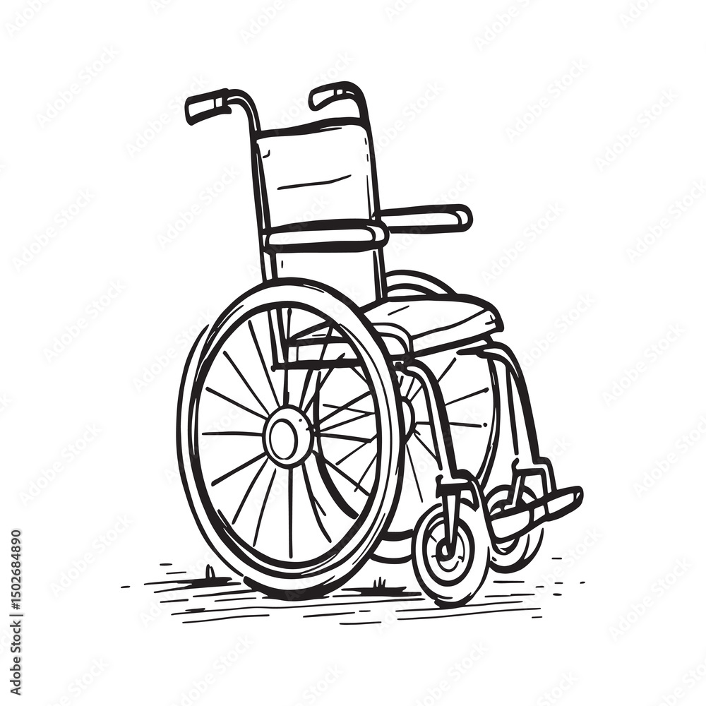 Fototapeta premium Simple line drawing of wheelchair for accessibility concepts