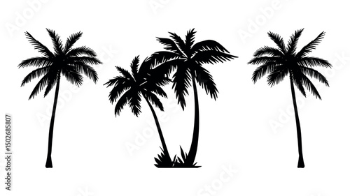 Palm tree silhouette vector illustration isolated on white backgroun