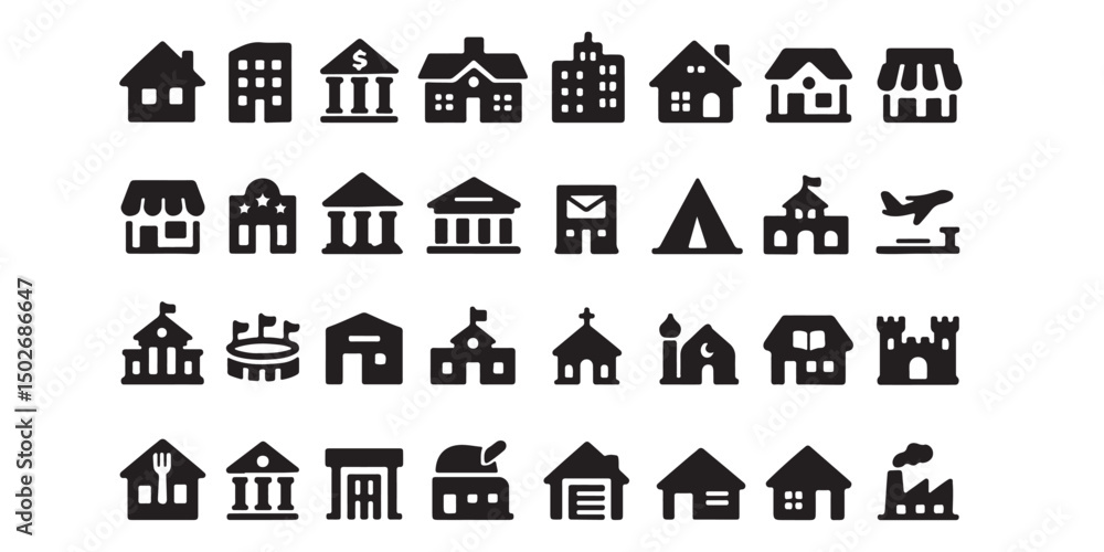 church icons set silhouette church icons set silhouette