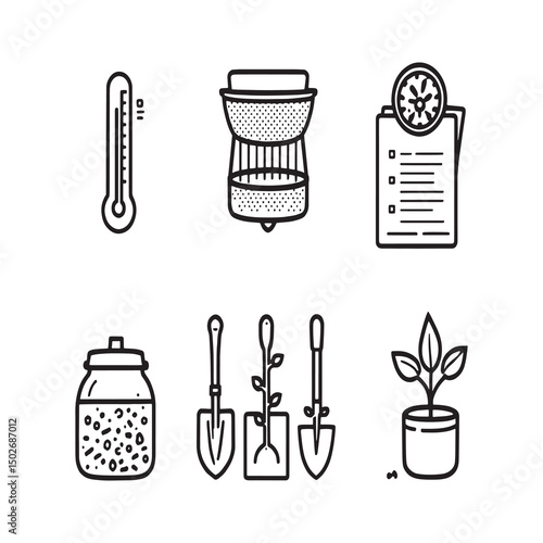 soil testing kit illustration clean line art style