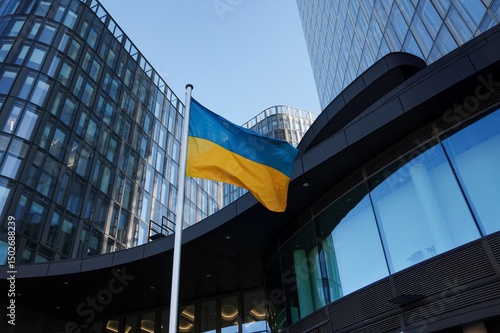 flag of Ukraine. Ukraine. Flag and flagpole