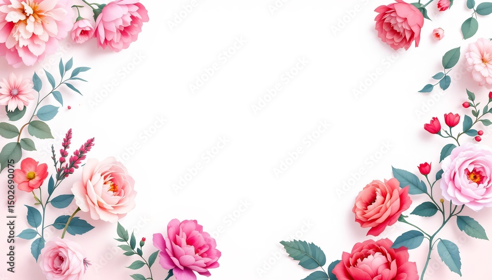 A captivating floral frame, filled with vibrant flowers