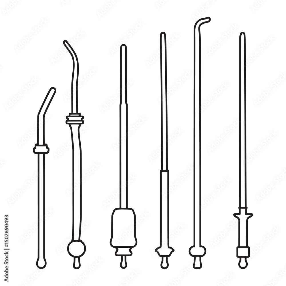 urethral dilator medical instrument vector line art drawing urethral dilator medical instrument vector line art drawing