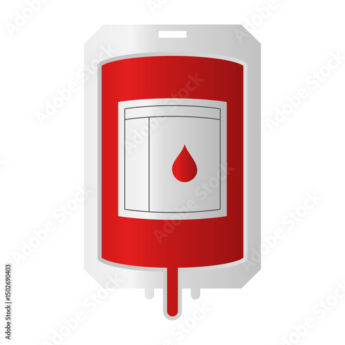 Plastic Blood Bag Health Care on White Background. Blood Donor Icon. Blood Bag for Medical Purpose.