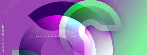 Abstract fluid shapes, vibrant purple, green hues. Modern design, smooth gradients, dynamic composition. Background element for projects.