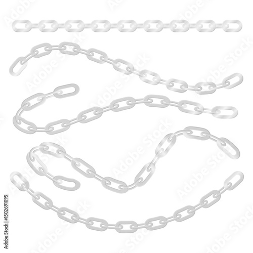 Wallpaper Mural Silver Metal Chain on White Background. Strong Metal Chain Element Design. Torontodigital.ca