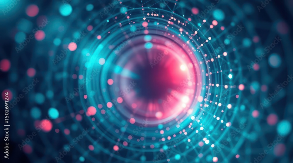 Futuristic digital background with glowing circular data network and neon pink and blue nodes Futuristic digital background with glowing circular data network and neon pink and blue nodes