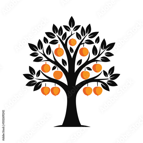 orange tree black silhouette vector icon