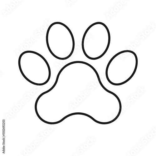 paw print of dog outline icon on white background