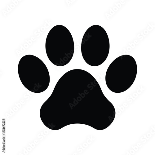 paw print of dog silhouette vector icon on white background