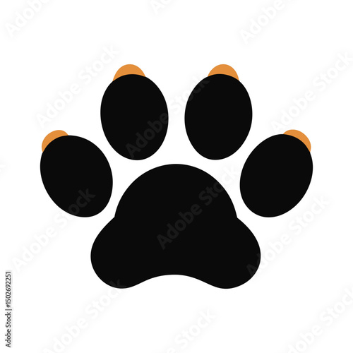 paw print of dog silhouette icon on white background