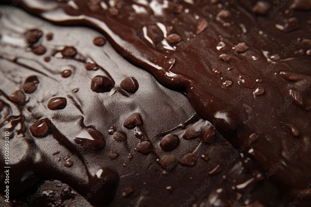 Close-up of melted chocolate with chocolate chips Close-up of melted chocolate with chocolate chips