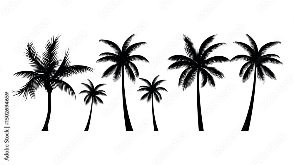 Obraz premium Palm tree silhouette vector illustration isolated on white backgroun