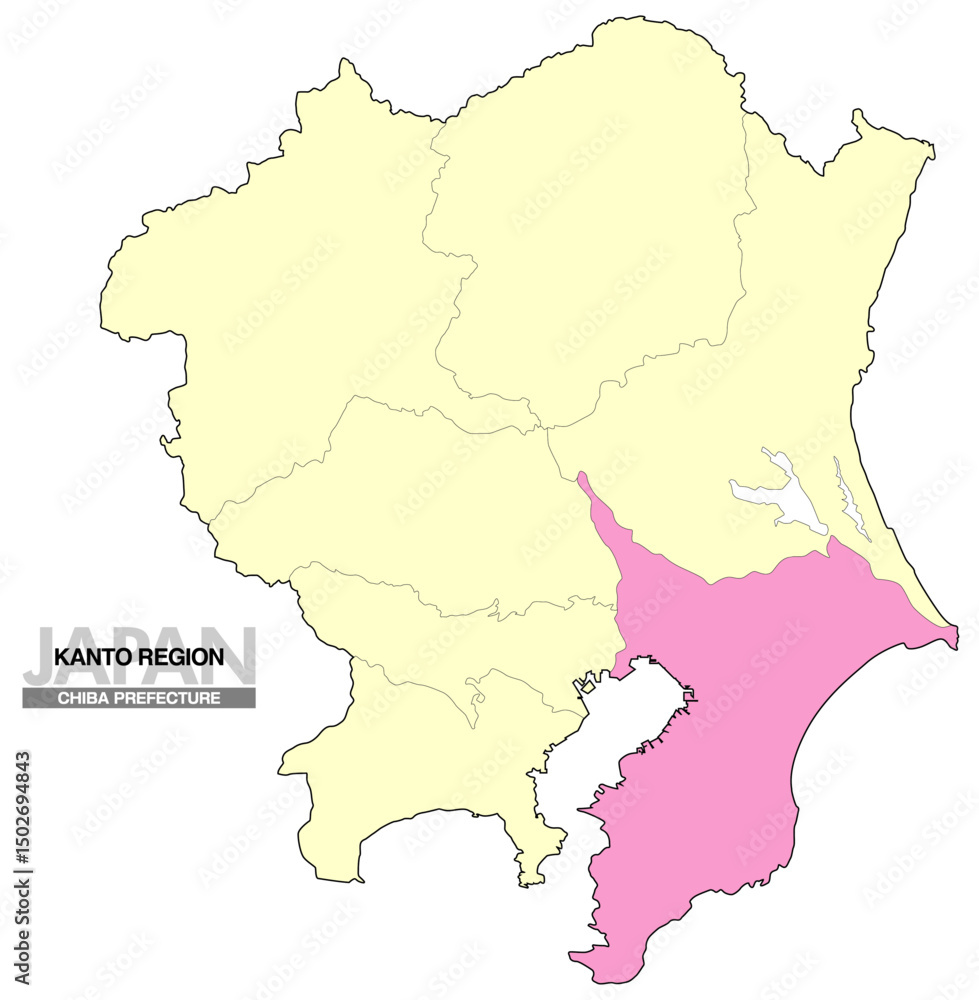 Fototapeta premium 日本地図 関東地方 千葉県 県境有り02