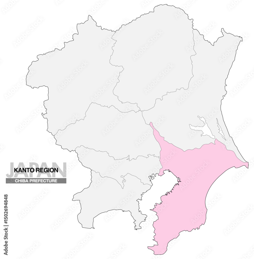 Obraz premium 日本地図 関東地方 千葉県 県境有り03